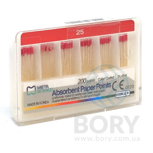 Паперові штифти sterile Absorbent Paper Points Meta Biomed, 200шт