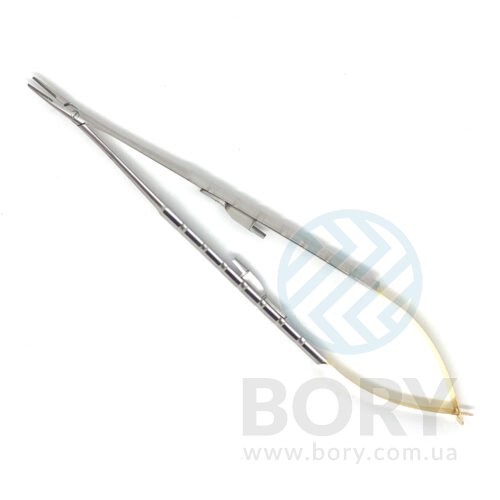 Иглодержатель Castroviejo Needle Holder straight прямой 180мм UNICORN Medical Instruments № 1923A/TC 180mm Gold (Tungsten Carbide Inserts)