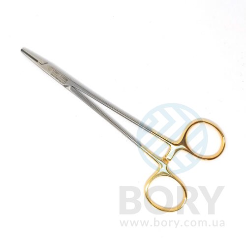 Иглодержатель Crile-Wood Needle Holder 150мм UNICORN Medical Instruments № 1743 TC Gold (Tungsten Carbide Inserts)