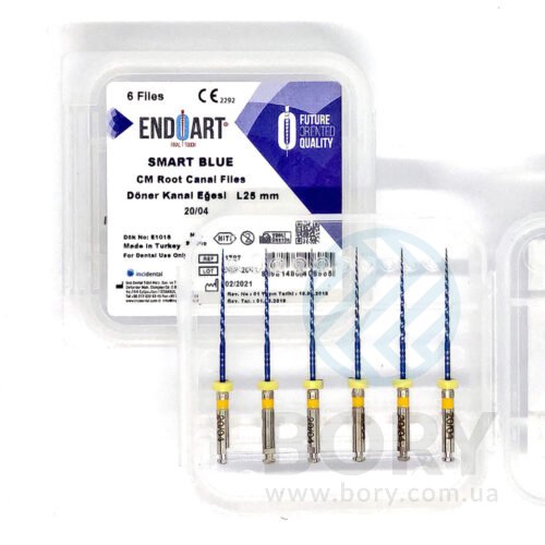 EndoArt Smart Blue Ni-Ti Files Inci Dental машинні файли з ефектом пам’яті, 6шт – L 25mm