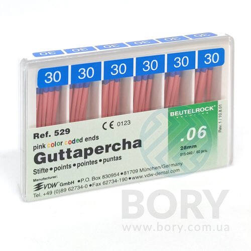 Гутаперчеві штифти конусні Guttapercha Points VDW, 60шт