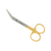 Ножиці хірургічні зігнуті під кутом 45 градусів Iris Surgical Scissors 45° angled tip 120мм UNICORN Medical Instruments № 3513/TC Gold (Tungsten Carbide Inserts)