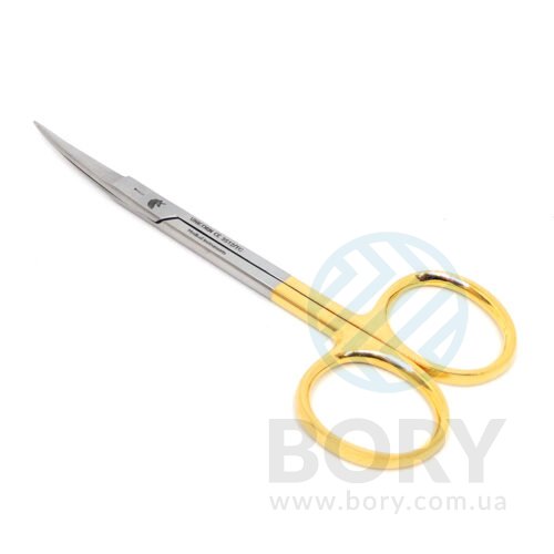 Ножиці хірургічні вигнуті Iris Surgical Scissors Curved 115мм UNICORN Medical Instruments № 3512/TC Gold (Tungsten Carbide Inserts)