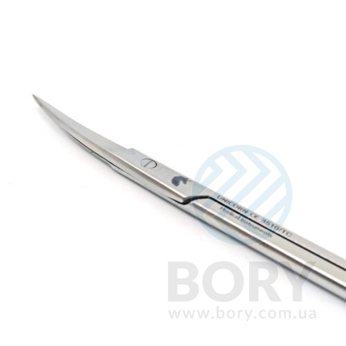 Ножиці хірургічні вигнуті Kelly Surgical Scissors Curved 160мм UNICORN Medical Instruments № 3510/TC Gold (Tungsten Carbide Inserts)