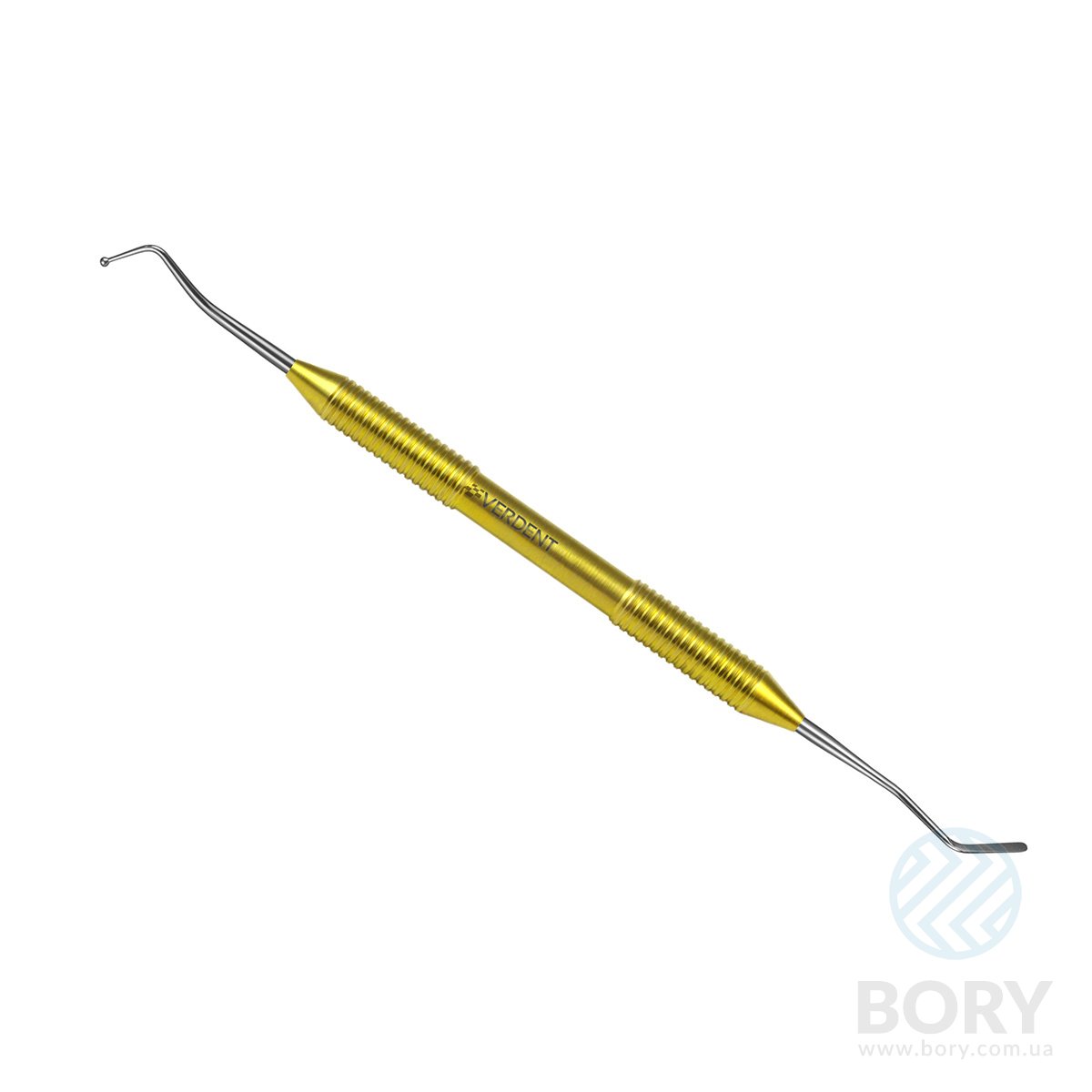 Штопфер кулястий вигнутий – гладилка мала 1,5/1,5 Double ended plugger – composite instrument Verdent 04-10 з титановою ручкою