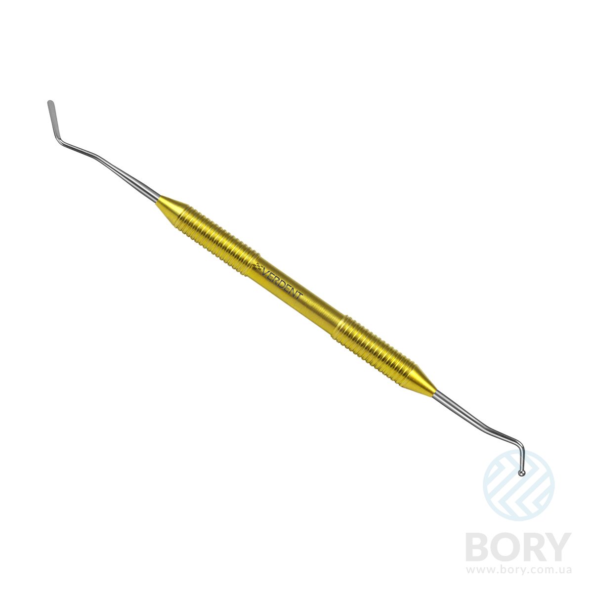 Штопфер кулястий вигнутий – гладилка середня 2,0/2,0 Double ended plugger – composite instrument Verdent 04-11 з титановою ручкою