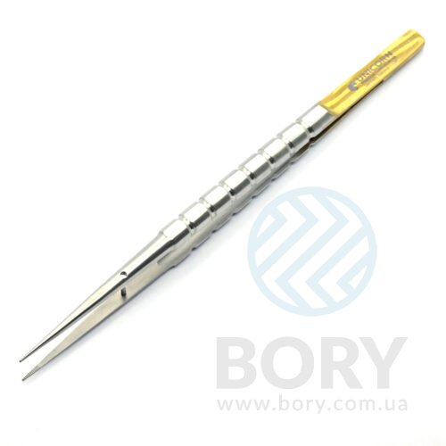 Пінцет хірургічний для тканин Tissue Round Surgical Tweezer 180мм straight and serrated tip прямий UNICORN Medical Instruments № 394