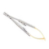 Иглодержатель Castroviejo Needle Holder curved изогнутый 150мм UNICORN Medical Instruments № 1924/TC 150mm Gold (Tungsten Carbide Inserts)