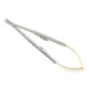 Иглодержатель Castroviejo Needle Holder curved изогнутый 180мм UNICORN Medical Instruments № 1922B/TC 180mm Gold (Tungsten Carbide Inserts)