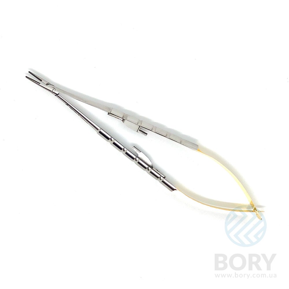 Иглодержатель Castroviejo Needle Holder straight прямой 160мм UNICORN Medical Instruments № 1922A/TC 160mm Gold (Tungsten Carbide Inserts)
