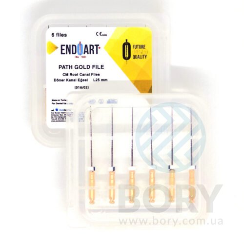 EndoArt Path Gold Ni-Ti Files Inci Dental машинні файли з ефектом пам’яті, 6шт – L 25mm 16/.02