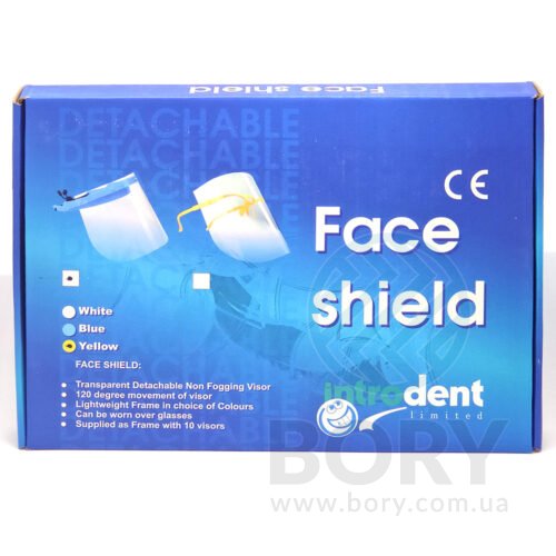 Щитки захисні Face shield Introdent 10 незапотіваючих щитків з тримачем