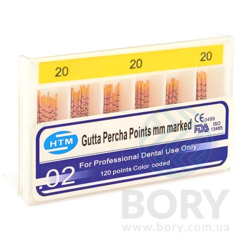 Гутаперчеві штифти марковані Gutta Percha Points mm marked HTM, 120шт