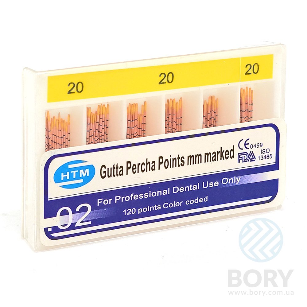 Гутаперчеві штифти марковані Gutta Percha Points mm marked HTM, 120шт