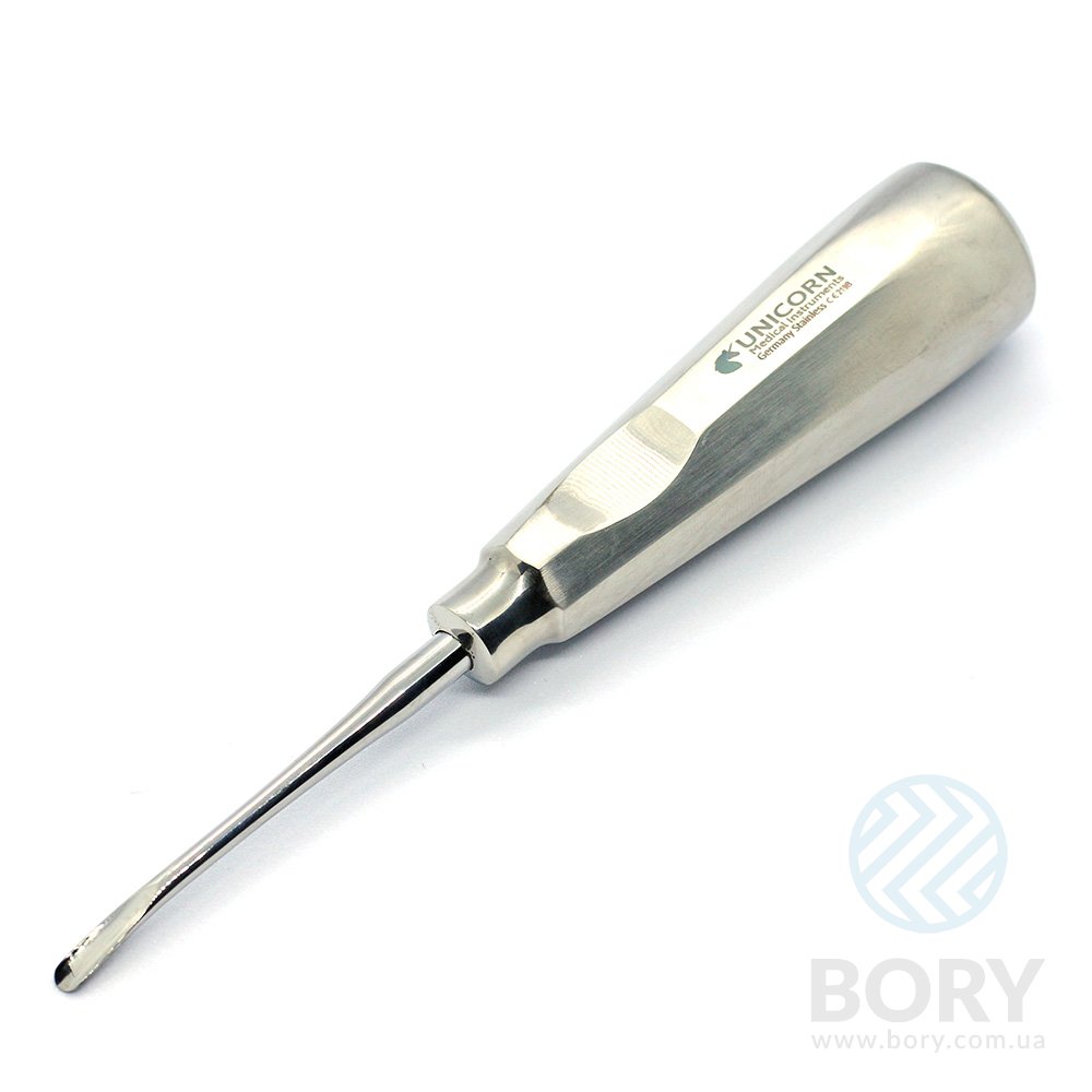 Элеватор Root Elevator 4мм curved Long изогнутый удлиненный 165мм UNICORN Medical Instruments № 219В