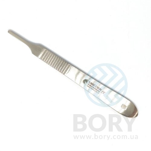 Ручка для скальпеля №3 плоска з лінійкою Scalpel Handle No.3 Bard Parker Gauge UNICORN Medical Instruments № 3629