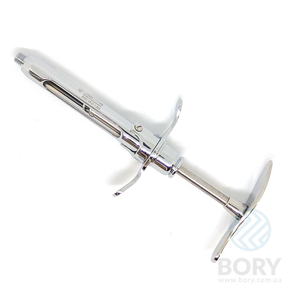 Шприц карпульний аспіраційний без кілець згинаючий Syringe ringless fold 1.8ml metric EU UNICORN Medical Instruments № 4959-1